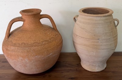 Lot 79 - Two terrcotta vessels with handles to sides