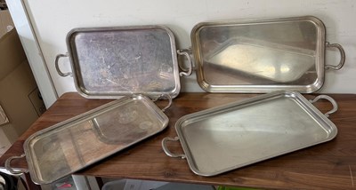 Lot 520 - Four silveplate trays,various sizes the...
