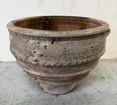 Lot 230 - Terracotta planter with ribbed sides and...