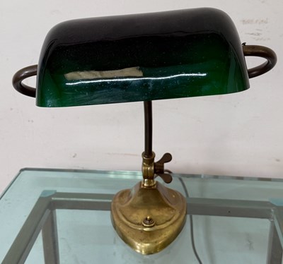 Lot 113 - Bakers style lamp with glass shade