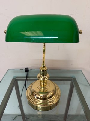 Lot 114 - Bakers style lamp with glass shade