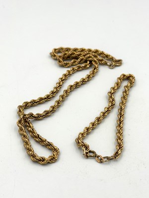 Lot 568 - A 9ct gold rope necklace and bracelet set with...