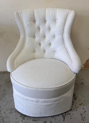 Lot 82 - A white upholstered button back bedroom chair