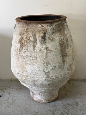 Lot 209 - A large terracotta olive pot, white wash and...