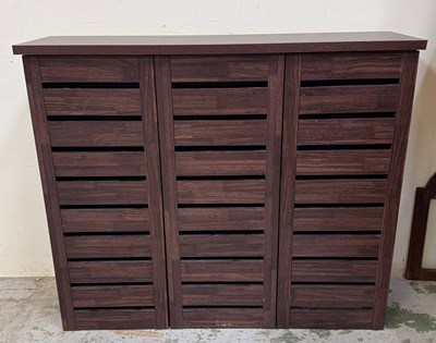 Lot 71 - A contemporary three door dark wood shoe...