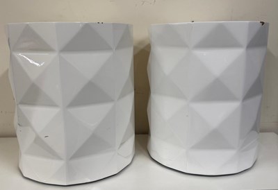 Lot 426 - A pair of white side tables with geometeic...