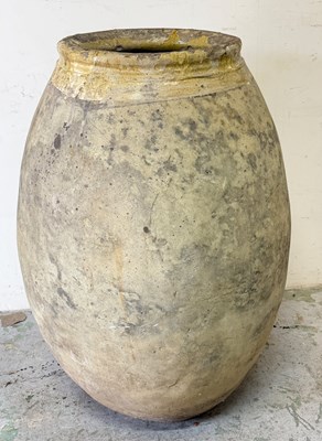 Lot 211 - Large terracotta olive pot with glazed rim and...
