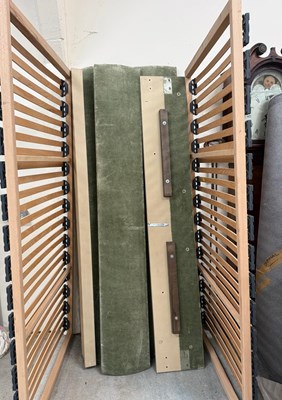 Lot 75 - A pale green Draylon double bed frame. 6 foot...