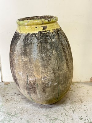 Lot 212 - Large terracotta olive pot with glazed rim and...