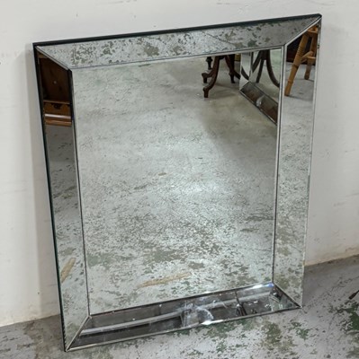Lot 42 - A modern mitered Art Deco style mirror with...