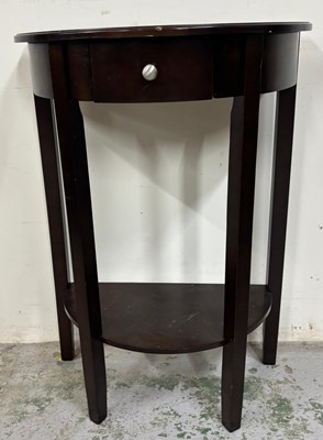 Lot 36 - A Demi Lune side tablets with drawer to centre...
