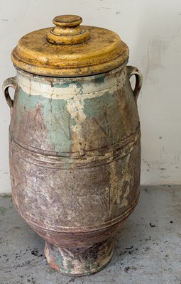 Lot 208 - Terracotta olive pot handles to the sides with...