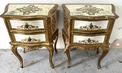 Lot 9 - A pair of Italian bedside chest of drawers...