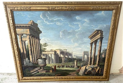 Lot 273 - An oil on canvas in a gilt frame depicting...