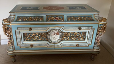 Lot 187 - An Italian style gilded chest of drawers on a...