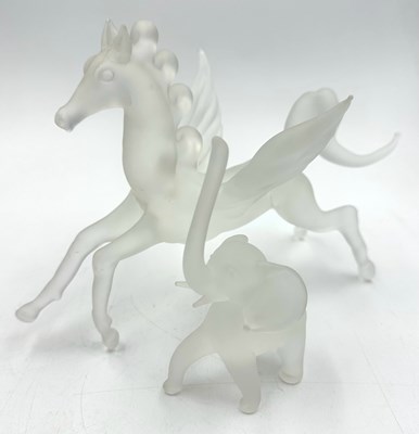 Lot 735 - Two frosted glass figurines, one of a Pegasus...
