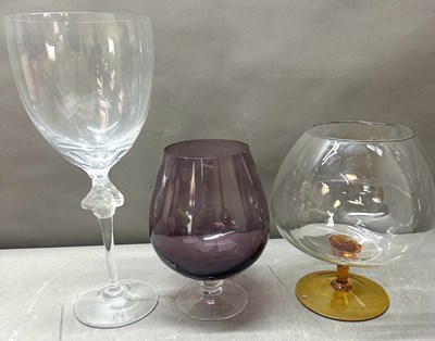 Lot 737 - Three decorative over sized drinking glasses,...