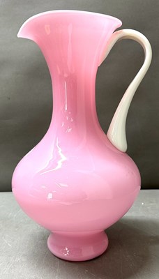 Lot 752 - A vintage opaline piitcher with vibrant pink...