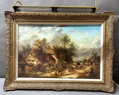 Lot 270 - An oil on baord painting depicting a farmers...