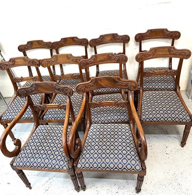 Lot 173 - Ten mahogany Regency style chairs with foliate...