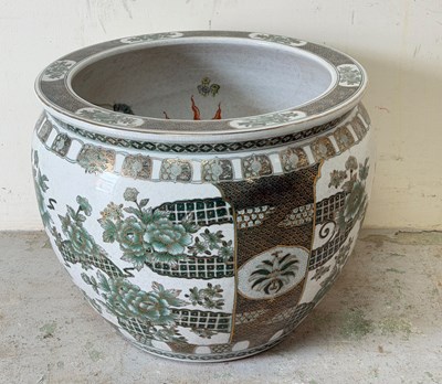 Lot 367 - A Chinese style glazed fish bowl
