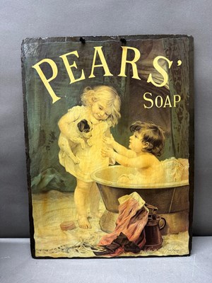 Lot 768 - A slate advertisment sign for Pears Soap by...