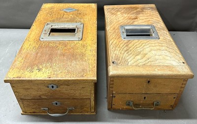 Lot 404 - A pair of vintage wooden shop tills 19cm x...