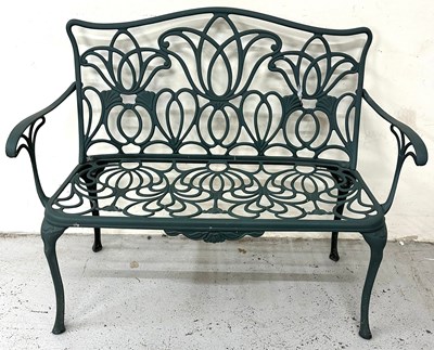 Lot 222 - A green cast aluminium garden bench 98cm x...