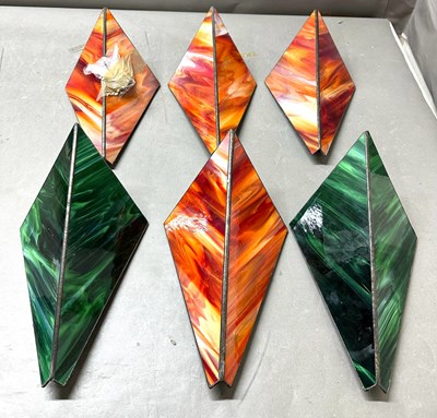 Lot 265 - Six Art Deco stained glass wall lights