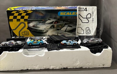 Lot 646 - Le Mans 24hrs Scalextric set with four cars to...