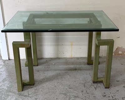 Lot 195 - A contemporary geometric table with metal base...