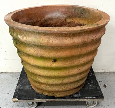 Lot 240 - A ribbed beehive terracotta planter 47cm