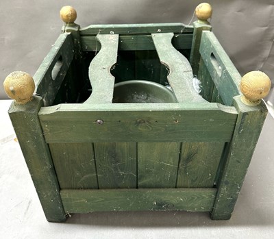 Lot 425 - A green Versailles wooden planter with raised...