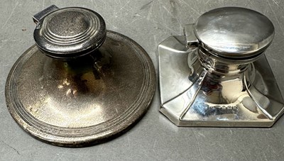 Lot 469 - A pair of silver inkwells with weighted bases,...