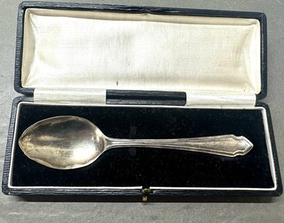 Lot 481 - A silver teaspoon with indistinct hallmarking...