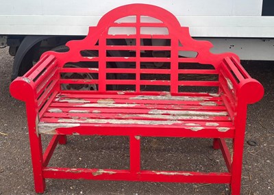 Lot 223 - A Lutyens-style garden bench featuring a...