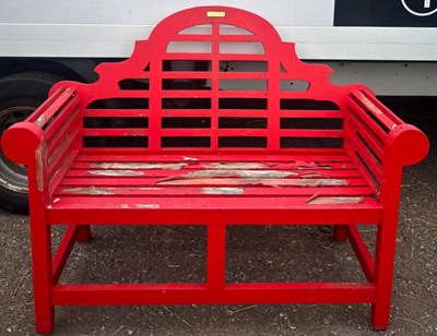 Lot 224 - A Lutyens-style garden bench featuring a...