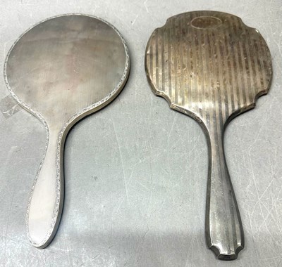 Lot 474 - A pair of vintage hand mirrors with sterling...