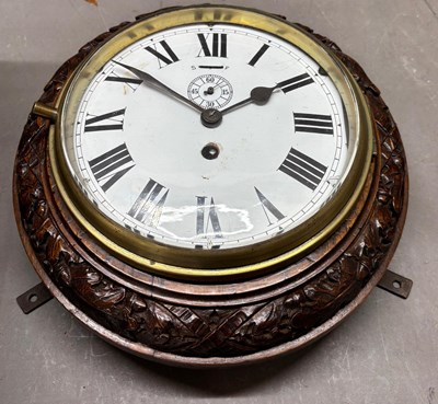 Lot 601 - Victorian ships clock with platform escapement...
