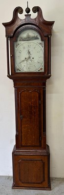 Lot 602 - An Oak and mahogany cross banded longcase...