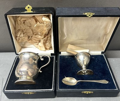 Lot 447 - A vintage silver christening set including a...