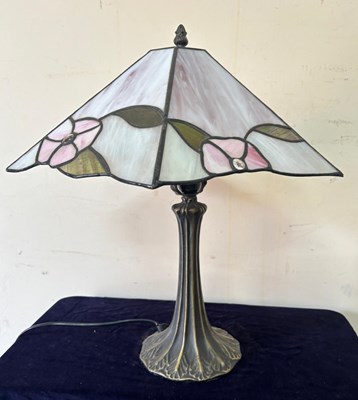 Lot 263 - A vintage Tiffany-style table lamp with a...