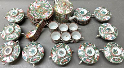 Lot 305 - A Chinese tea set with hand-painted scenes and...