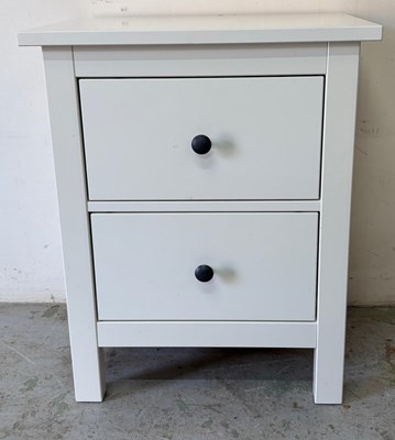 Lot 26 - A Ikea two-drawer bedside in white H67cm W55cm...