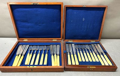Lot 435 - Two canteens of cutlery sets consisting of...
