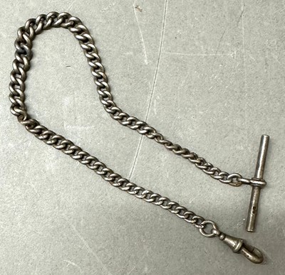 Lot 483 - A silver indistinct hallamrked albert chain...