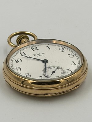 Lot 569 - A 9ct gold Waltham pocket watch with white...