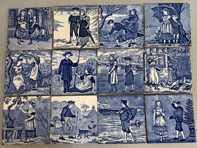Lot 390 - The whole set of blue and white ceramic tiles...