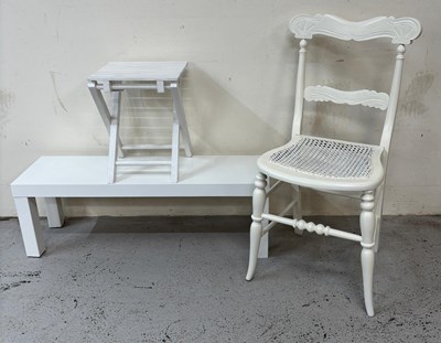 Lot 90 - A low Ikea side table and a painted chair with...