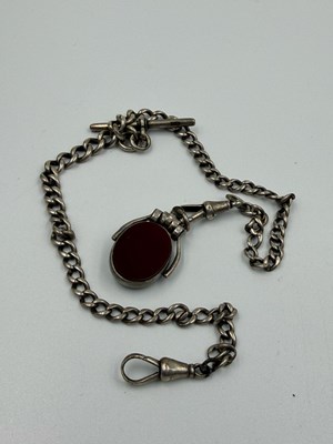 Lot 549 - A silver Albert chain with an approximate...